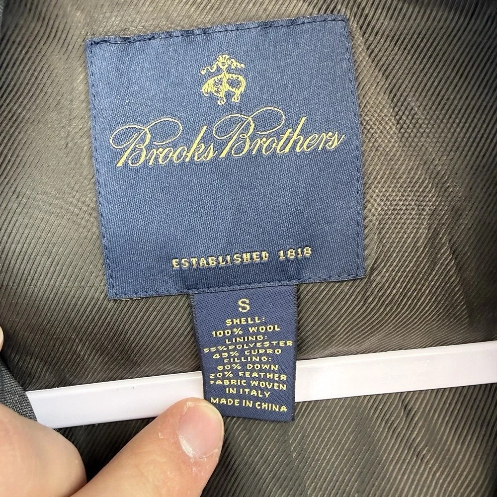 Brooks Brothers Loro Piana Storm System Mens S Puffer Gray Wool Down Jacket Coat